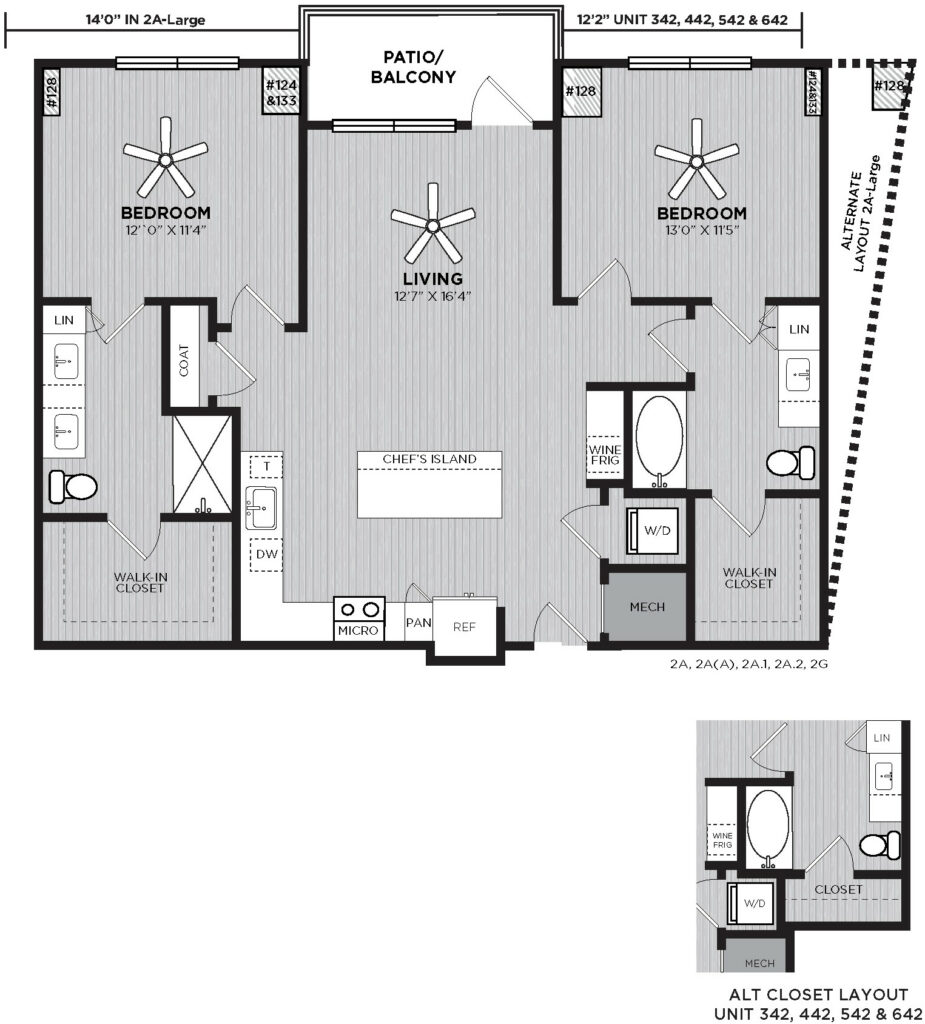 Luxury and Function in One Package - Primrose luxury two-bedroom and two-bathroom floor plan